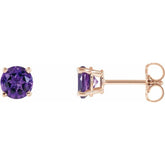 14K Rose 5 mm Natural Amethyst Earrings
